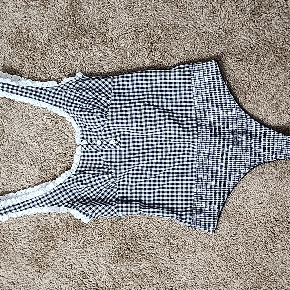 ☀️Free People Cassie Gingham Women's Smocked Bodysuit NWOT, Small - Picture 11 of 14